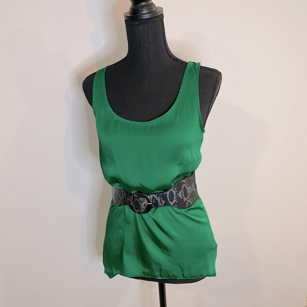 Fun Green Silky Sleeveless Top